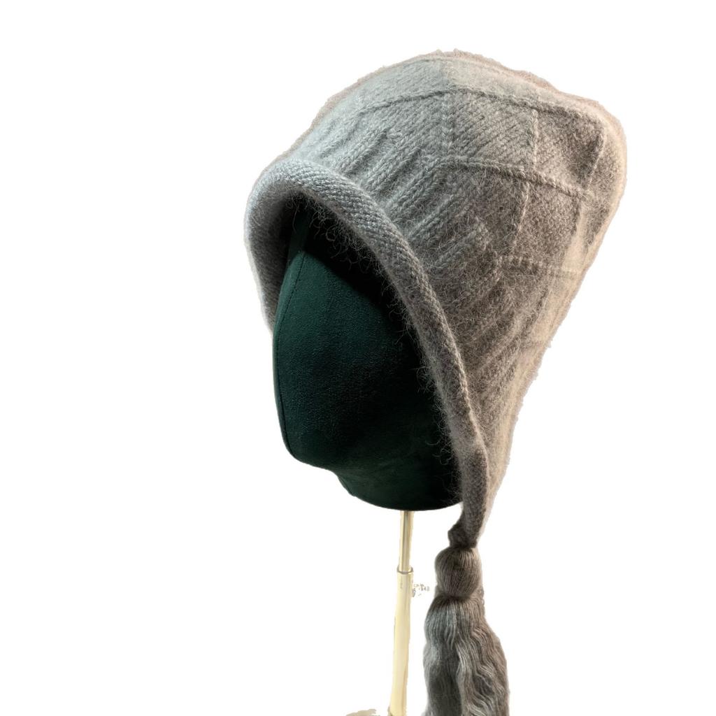 Russian Rabbit Velvet Warm Knitted Hat Winter Fringed Warm Soft Waxy Rabbit Fur Ear Protection Hat Outdoor Bag Head Wool Hat