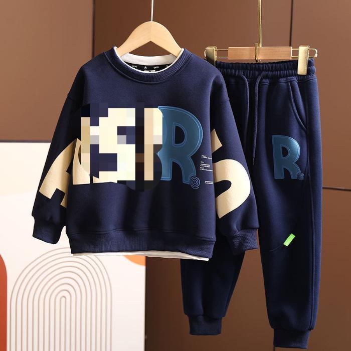 2024 Весна/Осень Корейский Мальчиков Модный Двойной Костюм С Письмом: Верх и брюки