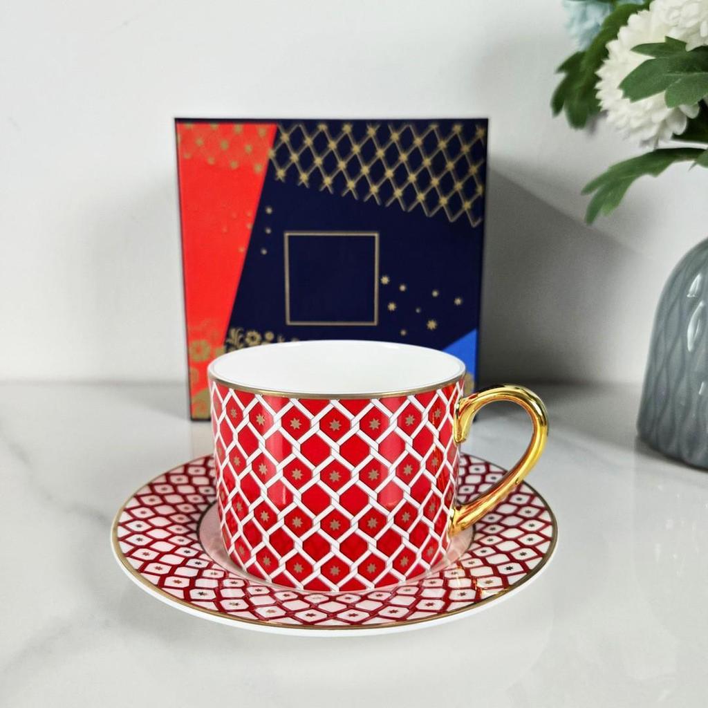 Russian Royal Bone China Coffee Cup & Saucer Set - European-Style Ceramic for Afternoon Tea