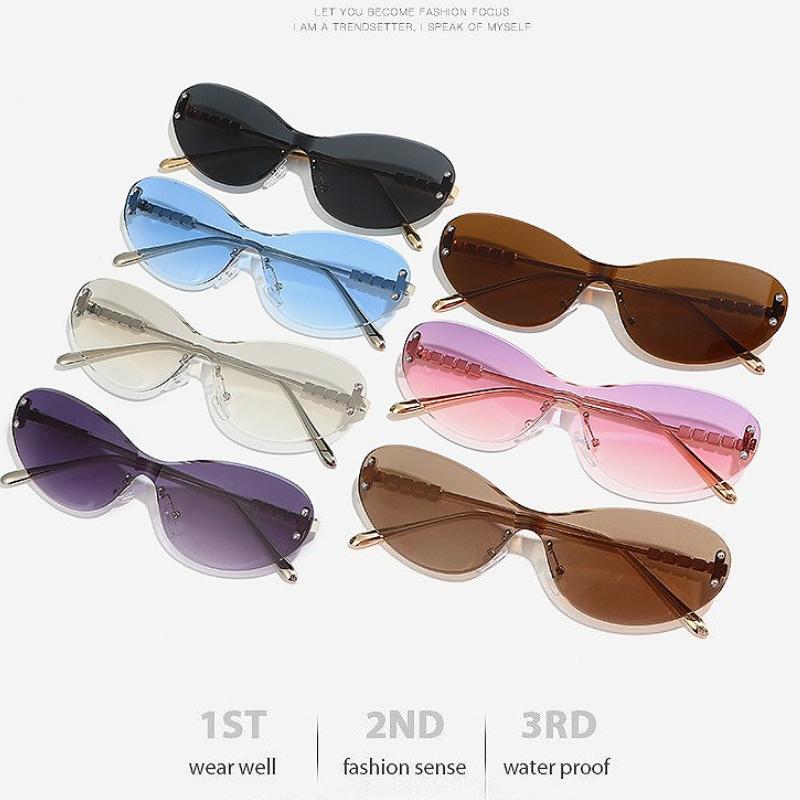 Солнцезащитные очки без оправы в стиле Y2k для женщин, металлические, UV400, очки-гуглы, новые очки с круглыми краями, подходят для вождения на открытом воздухе