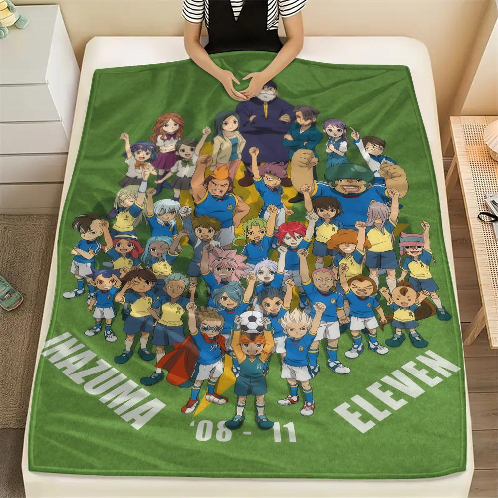 1Pc Inazuma Eleven Soccer Print Flannel Blanket, High quality Comfortable for All Seasons, Home Decor, Warmth and Comfort, Perfect for Christmas Gifts
