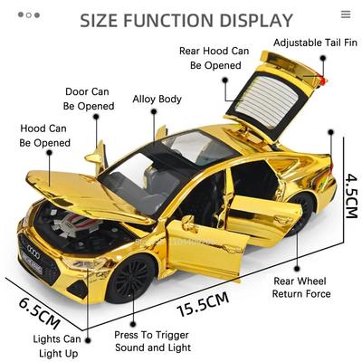1:Масштаб 32 RS7 RS6 Спортивный Автомобиль Игрушечная Модель Свет Звук Оттяни Назад Литой Металл Миниатюрные Транспортные Средства Модели Детские Настольные Украшения