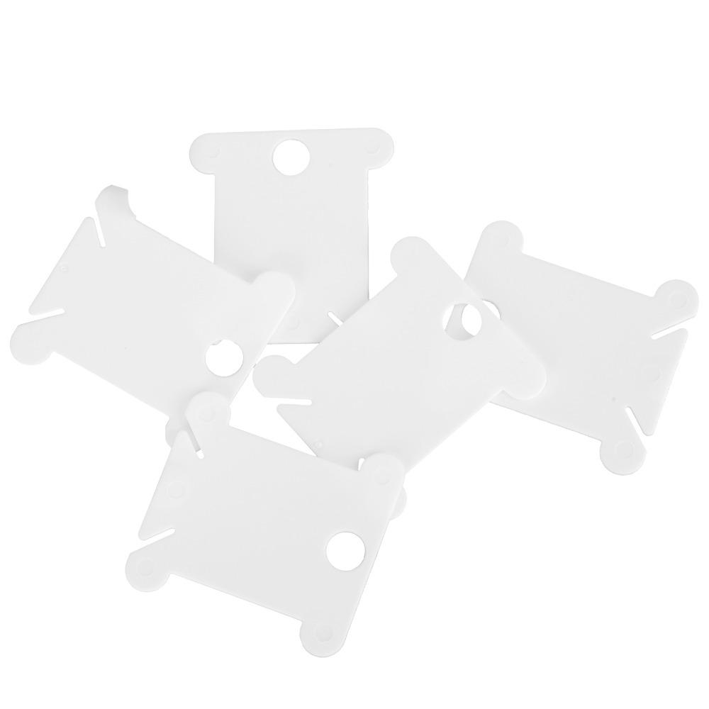 200pcs White Plastic Thread Winder Plate Bobbin Winder Embroidery Floss Bobbins Cross Stitch