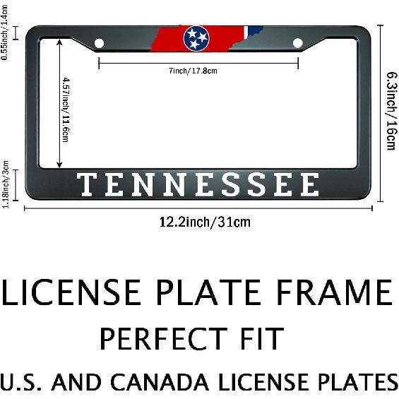 Smooffly Personalise Tennessee State Flag License Plate Frames Flag Universal Aluminum Accessories Cars Decor With 2 Holes And Screws Fits Standard