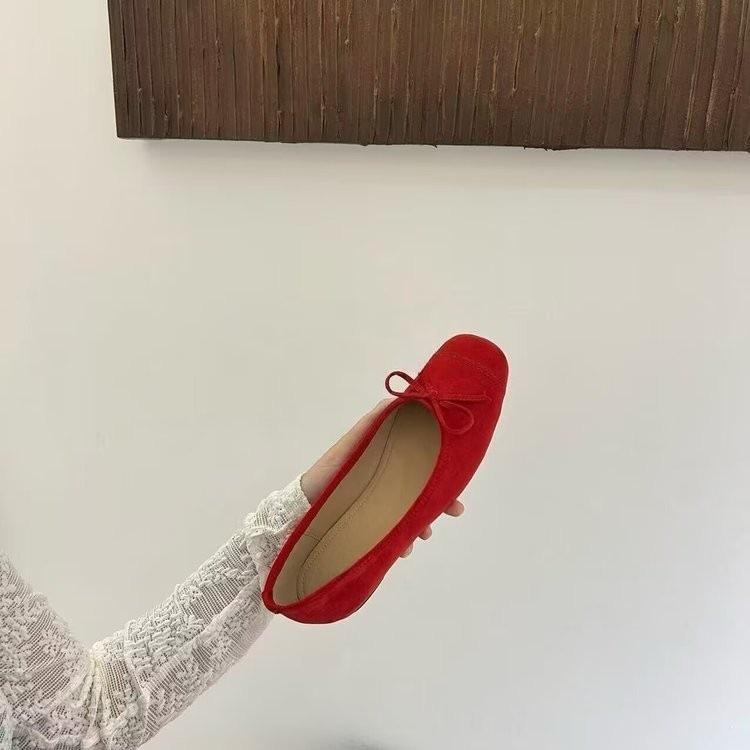 Weekend College~ Круглые балетки с бантом, женские замшевые туфли на мягкой подошве, узкие шнурки Мэри Джейн