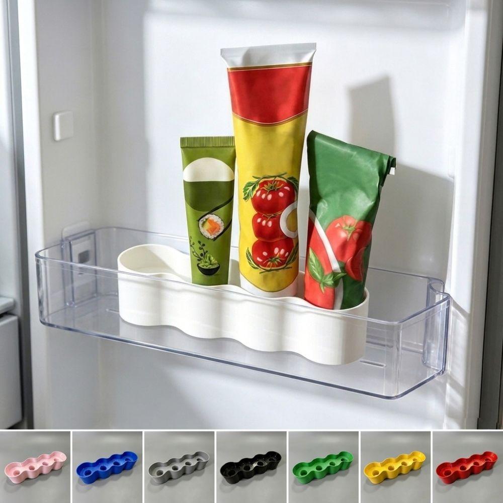 3D Printing Condiment Tube Rack Wave Shaped Ketchup Tube Fixing Shelves Refrigerator Storage