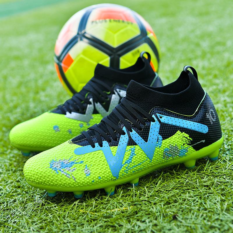 Новые футбольные бутсы мужские высокие с шипами подростковые студенческие тренировочные бутсы с длинными шипами спортивная обувь