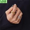 925 Sterling Silver Fashion Gold Color Lock Chain Open Rings For Women Men Twisted Geometric Finger Rings Party Jewelry S -R941