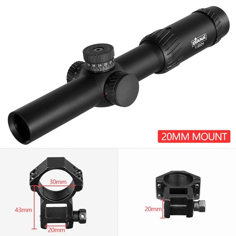 Diana Охотничий тактический оптический прицел 1-5X24 AOE с красным и зеленым светящимся крестообразным прицелом для охоты