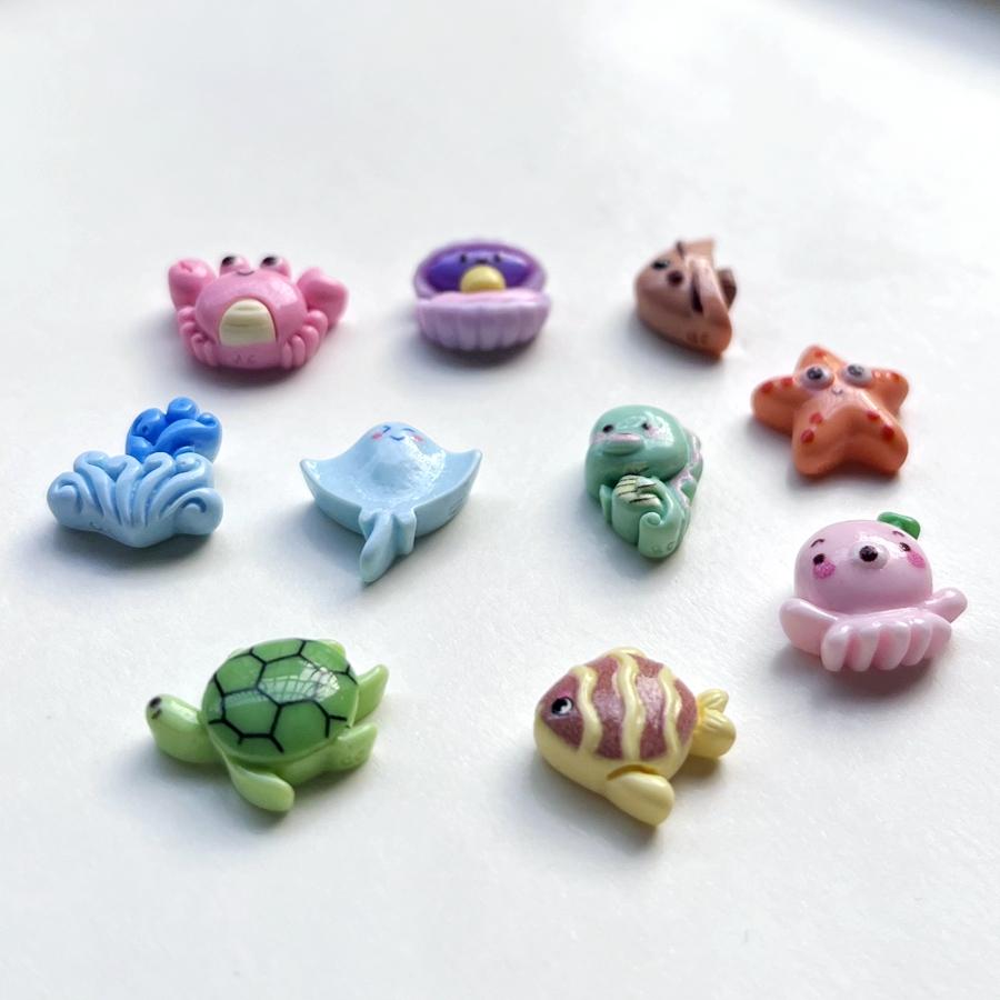 10 штук смешанных мини-черепаха, морская звезда, морской конек, ракушка, пример морской системы, декоративная смола с плоской задней частью, украшения «сделай сам», дизайн ногтей в стиле деко