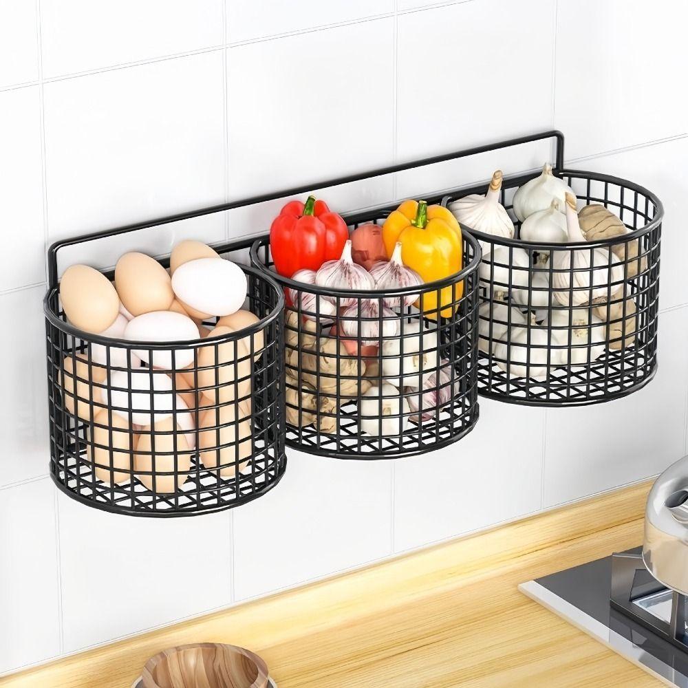 1/2/3 Grids Wall Mounted Storage Basket Large Capacity Comb Storage Bucket Kitchen Shelf  Bathroom