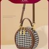 Модная ниша, легкая, роскошная сумка через плечо на одно плечо, маленькая круглая сумка в клетку «Тысяча птиц», длина 13 см, ширина 8,5 см, высота 17 см