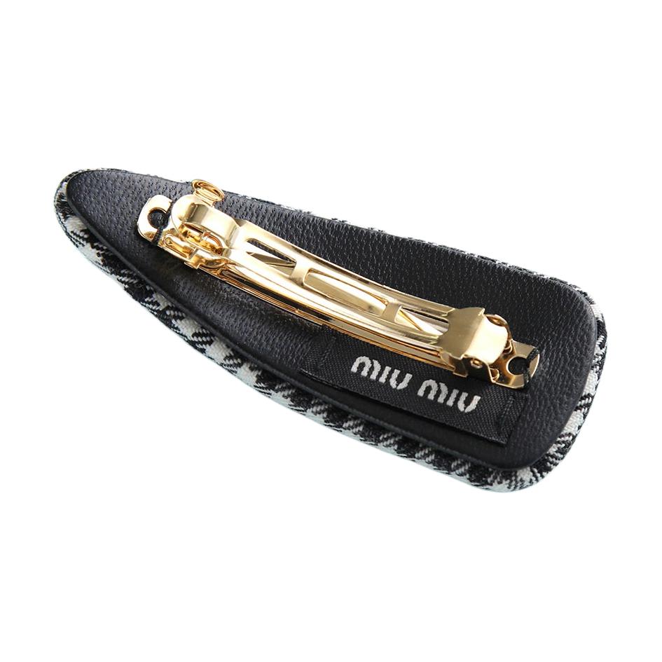 Miu Miu Plaid Decorated Metal Hair Clip Women accessories Black 5IF0922F9H