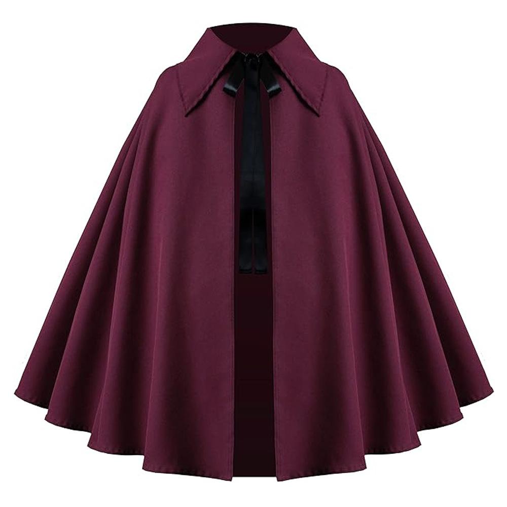 Halloween Short Cape Medieval Cloak Cosplay Role Play Adult Kids Unisex Black One Size 1 Piece