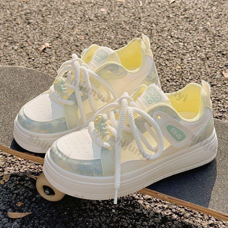 Модные женские кроссовки на платформе 2025 Дышащая сетка Повседневная обувь на плоской подошве Модная перекрестная шнуровка Удобная вулканизированная обувь Zapatos Mujer