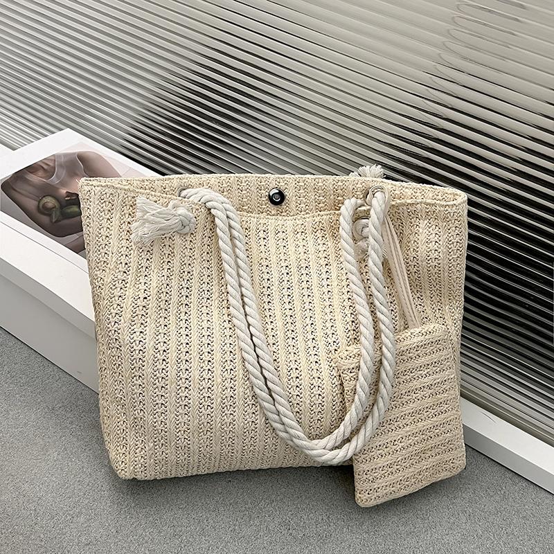 Большая вместительная модная соломенная сумка-тоут Yogodlns Дизайнерская женская сумка-тоут Ручная работа Плетеная летняя пляжная сумка Повседневная большая сумка-кошелек из Бали