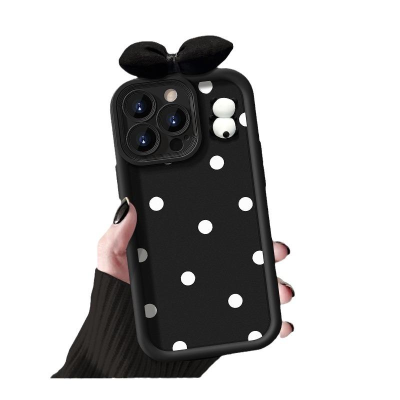 Applicable To Apple 15pro Mobile Phone Case IPhone 13/14 Polka Doll Bow 11/12 Matte Silicone Xs