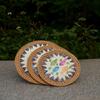 Round Rattan Weaving Coaster Handwoven Tea Cup Mats Tea Ceremony Shell Mats  Home Decor