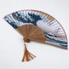 Летний винтажный бамбуковый складной ручной цветочный веер для танцев в китайском стиле