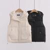 Women's Hooded Down Cotton Vest - 2023 Autumn/Winter Korean Style Sleeveless Short Jacket