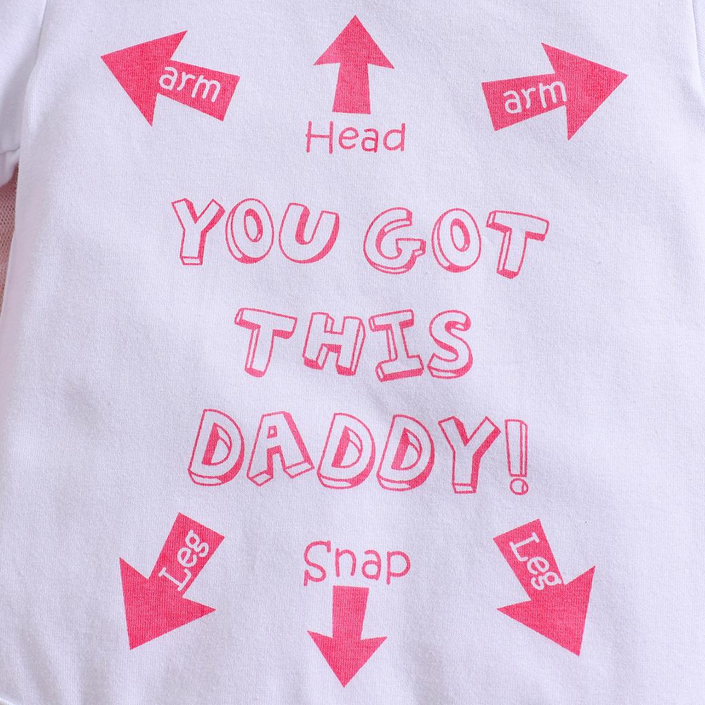 Хлопковый комбинезон для девочки «Ты получил этого папочку!" Боди с коротким рукавом и принтом Комбинезон