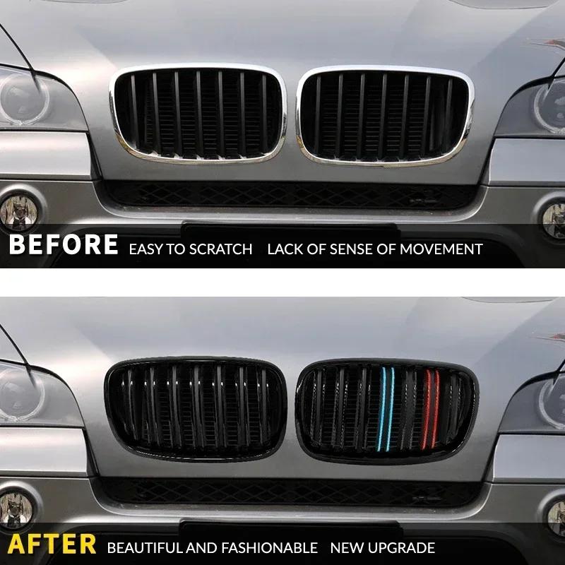 For BMW X5 X6 E70 E71 2007-2013 Front Bumper Kidney Racing Grille Glossy Black Car Double Slat Grill