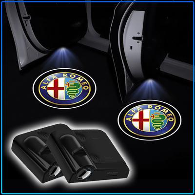 Для 147 159 Giulietta Giulia Mito Spider Alpha Nподголовник 2 шт. Эмблема на дверь автомобиля Светодиодная лампа приветствия Беспроводной лазерный проектор
