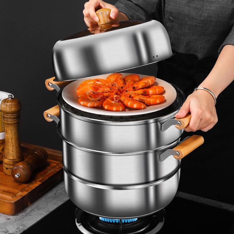 **Двухслойная ручка против ожогов Пароварка из нержавеющей стали**