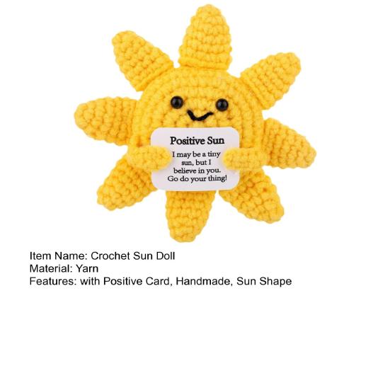 Mini Positive Sun Crochet Doll Emotional Support Handmade Knitting Cartoon