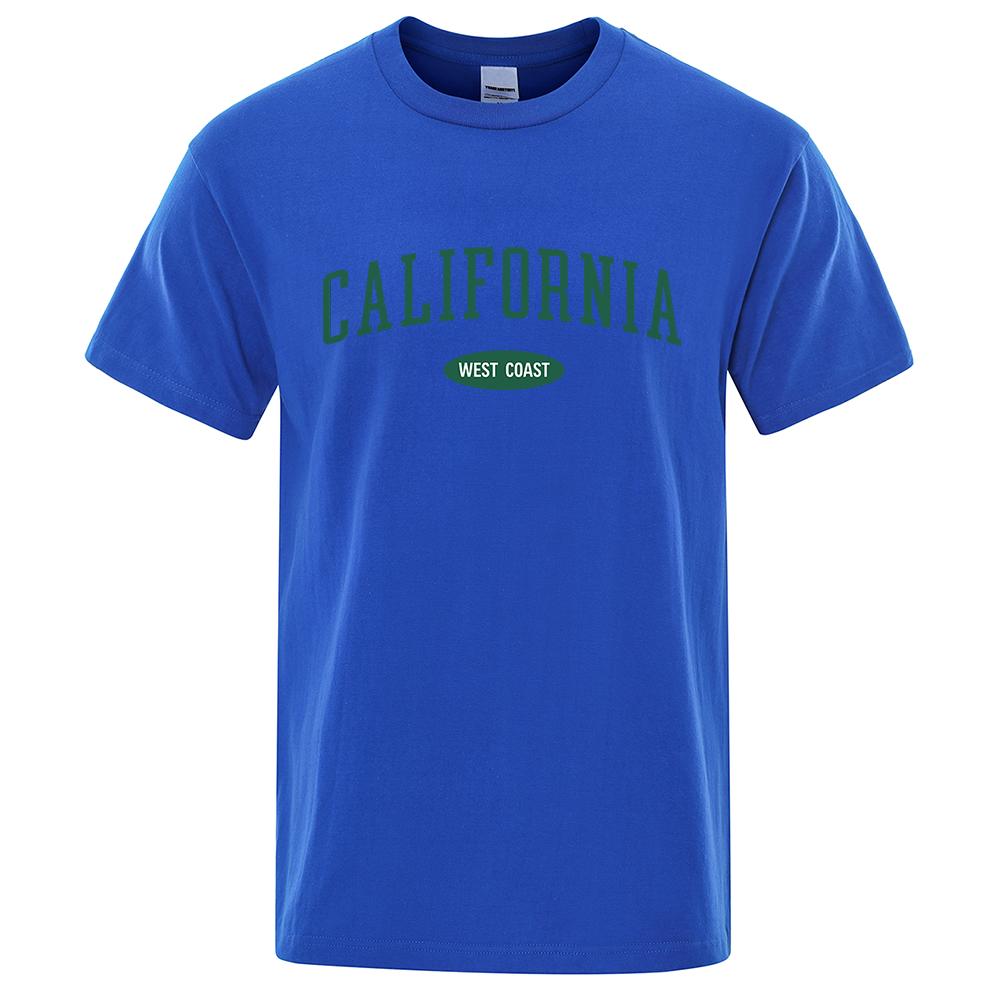California West Coast Street Letter T Shirt Men O-Neck Tshirts Summer Cotton Tops Fashion Loose Street Hip Hop T-Shirts