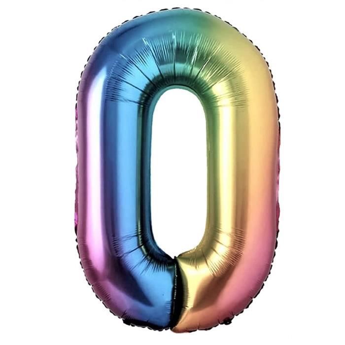 Ballon Chiffre 0 - Décoration de Fête - 100cm - Multicolore - Hélium Inclus - Anniversaire