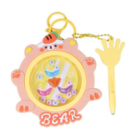 Брелок с магнитными бусинами для детей, развивающий мелкую моторику, портативный, для малышей, мальчиков и девочек, миниатюрная развивающая игра с движущимися бусинами в виде мультяшных животных.