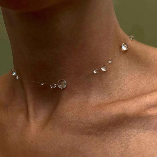 Прозрачные ювелирные изделия в виде капли воды, ожерелье из искусственного хрусталя и круглой бусины, серьги-кисточки, браслет из бисера в виде капли для свадебной вечеринки