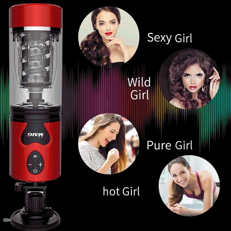 Мужской мастурбатор, автоматическое телескопическое вращение, настоящая вагина, чашка для голосовой мастурбации для мужчин, карманная киска, сильные секс-игрушки