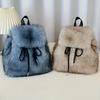 1pc Elegant Women'S Faux Fur Backpack - Adjustable Strap, Drawstring Closure, Multi-Pocket Design,Perfect for Travel & Casual Use