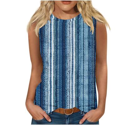 Женские майки с яркими полосками с 3D-принтом, новые, с круглым вырезом, повседневный жилет, с открытыми плечами, элегантный топ Y2k без рукавов, майка, женская одежда