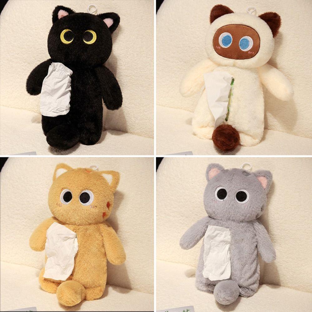 Cat Plush Toy Cats Tissue Box Plush Cat Paper Handkerchief Box Home Decoration