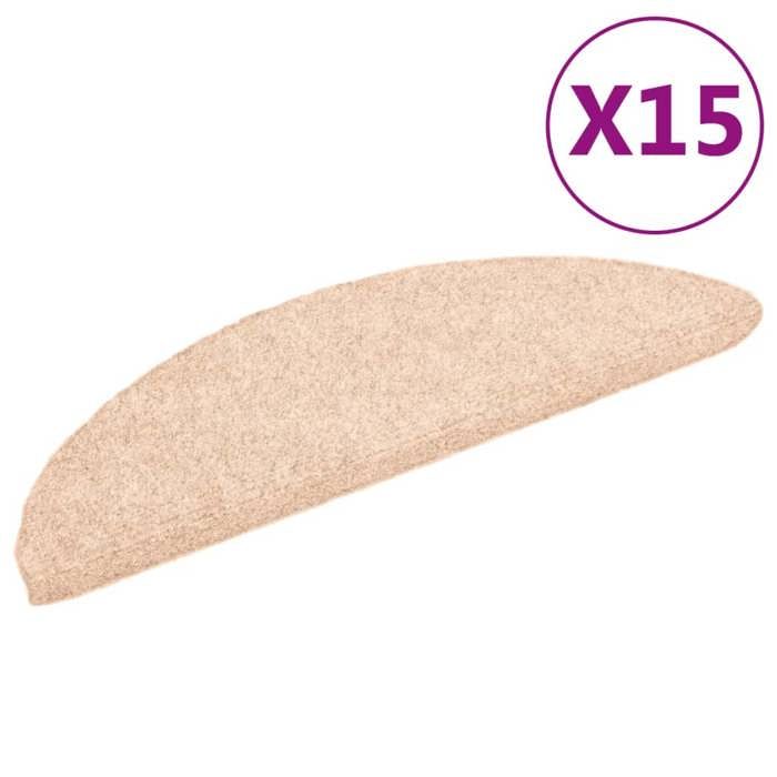 VidaXL Self-Adhesive Stair Treads 15 Pieces 56 X 17 X 3 Cm Light Brown Semicircular 132690