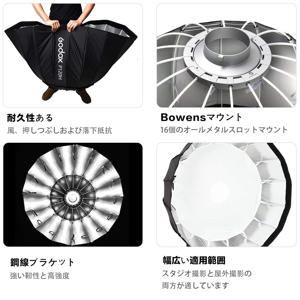 Зонт-софтбокс GODOX Deep Type 120 см, параболическая складная коробка с креплением Bowens Speed Ring для моноблочной вспышки, студийная портретная съемка
