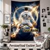 Wall Hanging Tapestry With Custom Name & Text, Cristiano Ronaldo Decorative Tapestry For Bedroom