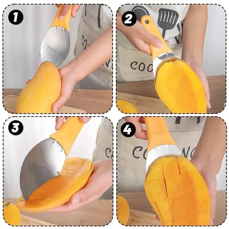 Многофункциональная ложка для чистки фруктов, разделитель мяса манго, резак для домашней кухни, гаджеты для резки фруктов, арбуза, копания, ложка