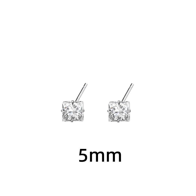 Маленькие квадратные серьги-пусеты с цирконом в корейском стиле для проколотых ушей - Простые нюдовые бриллиантовые пусеты для хряща для создания многослойного образа