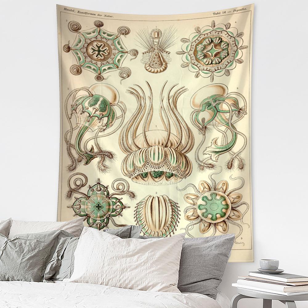 Карта идентификации подводных насекомых, настенный гобелен в богемном стиле, психоделическое колдовство, искусство, загадочный домашний декор
