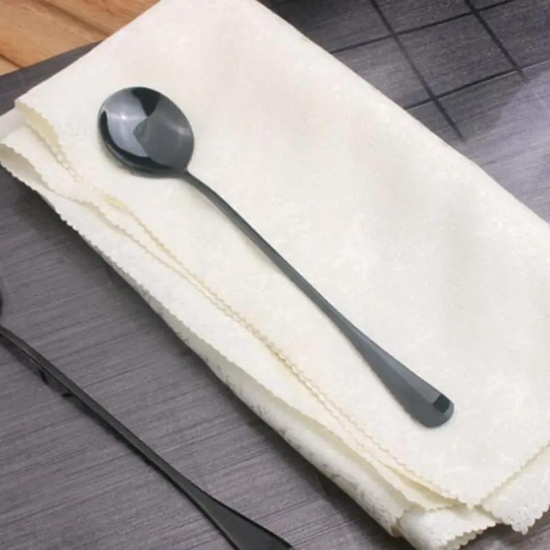 Кофейная ложка из нержавеющей стали с длинной ручкой, кухонные ложки, десертная чайная ложка