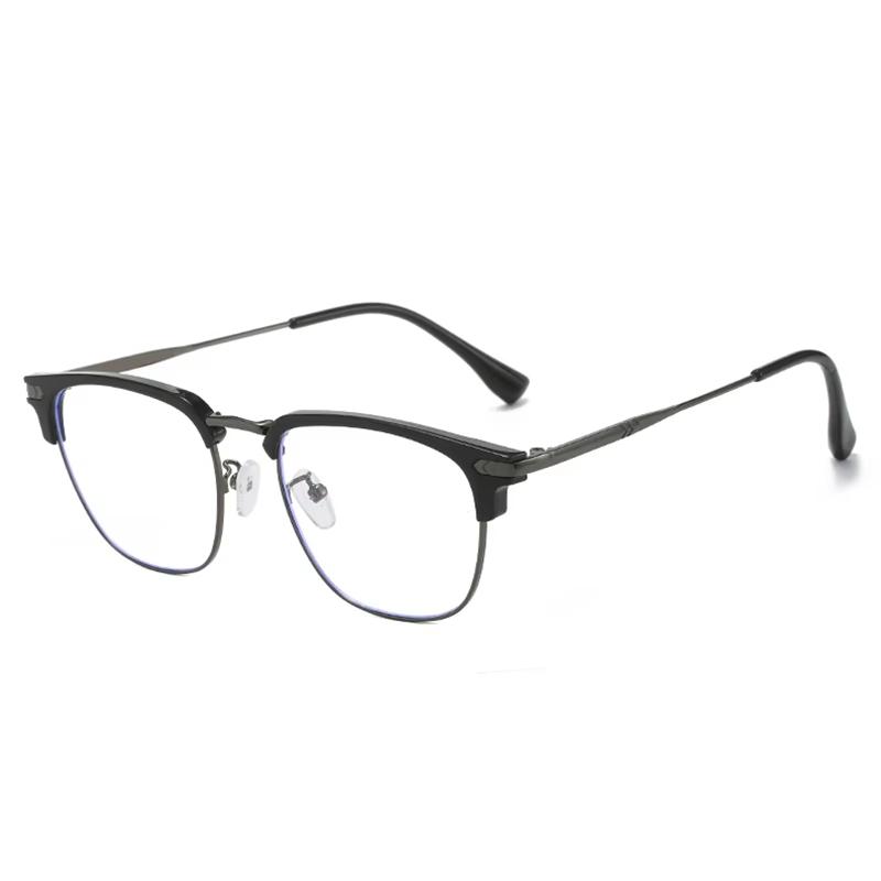 Black SIlver Frame Square Prescription Glasses Anti Blue Light/Photochromic/ Myopia/Hyperopia/Progressive/Optical Eyeglasses