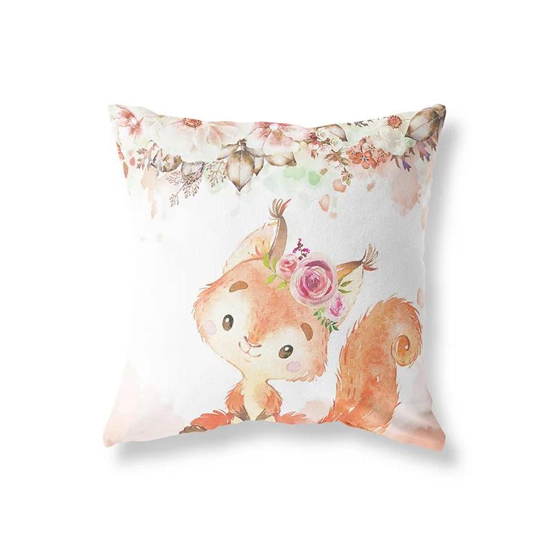 Милый кролик жираф животные декор детской комнаты полиэстер наволочка для подушки диванная подушка украшение дома наволочка для подушки