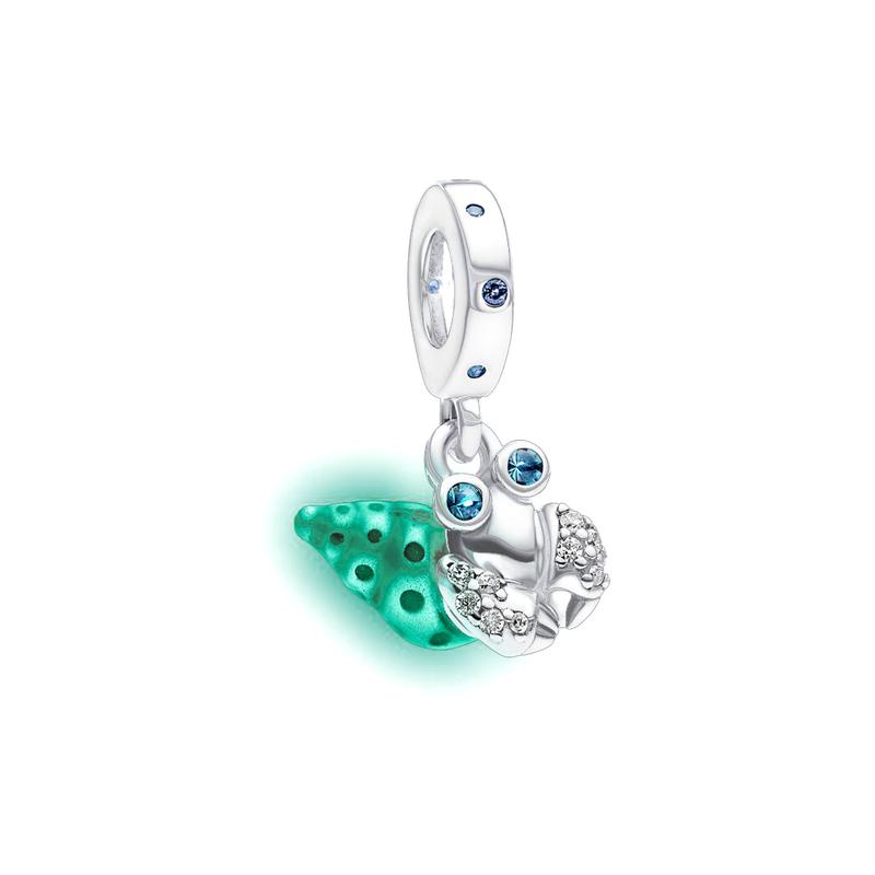 Pandora Glow-in-the-dark hermit crab sterling silver pendant women's blue 792700C01
