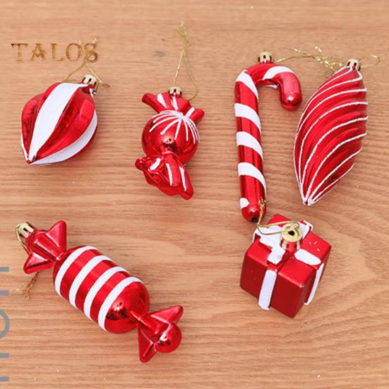 4/6/8/12 Pcs Christmas Ball Ornaments Star Cane Lollipop Cupcake Hanging Decoration for Xmas Tree Home Indoor Decor