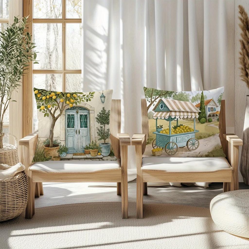 Освежающие наволочки на подушки с лимонной тематикойЧехол для подушки на диван в гостиную, Мягкий и удобный, Украшение для спальни