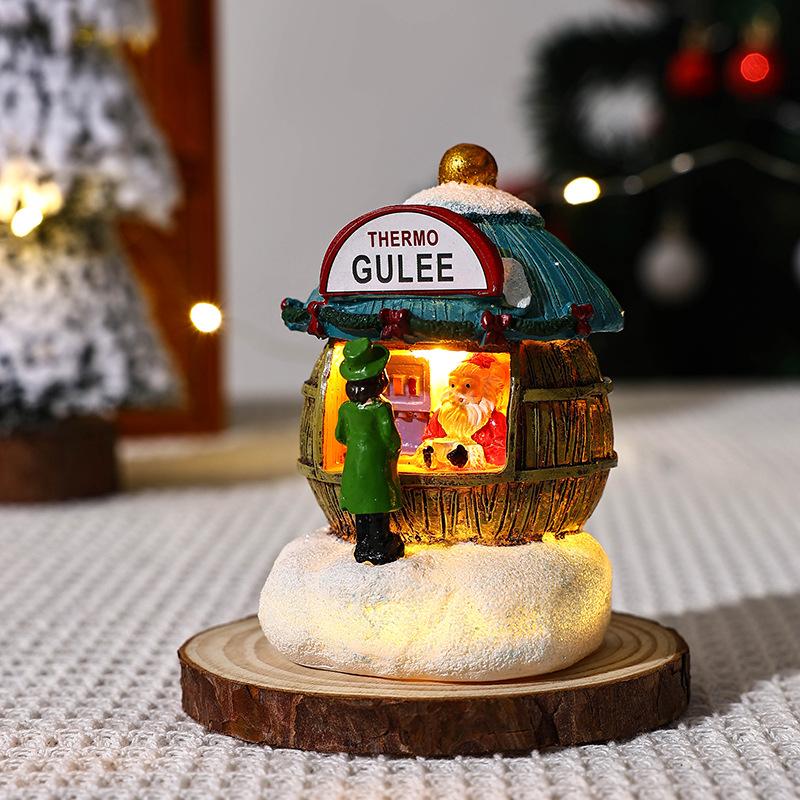 Christmas House Figurine Christmas Resin Wear Resistant Tiny Resin House Village Miniature Model Xmas Decoration for Wedding